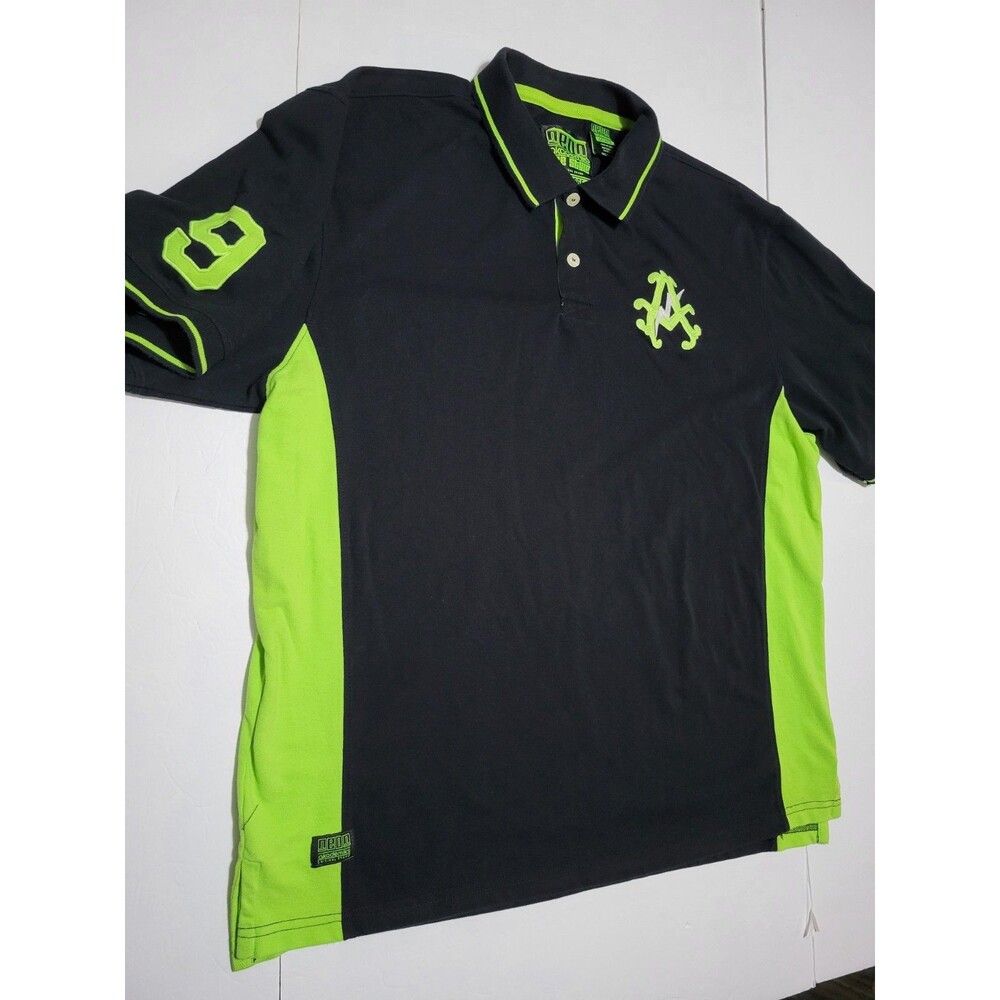 (#L1) AKADEMIKS NEON LIFE STYLE short Sleeve Size Men's 4XL Black Neon Green